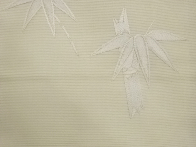 絽竹模様刺繍開き名古屋帯（額縁仕立て）：リサイクル・アンティーク